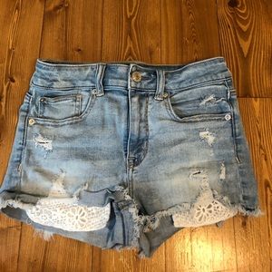 High waisted jean shorts